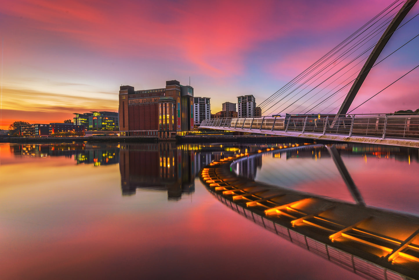 Pink skies Over Gateshead Quayside