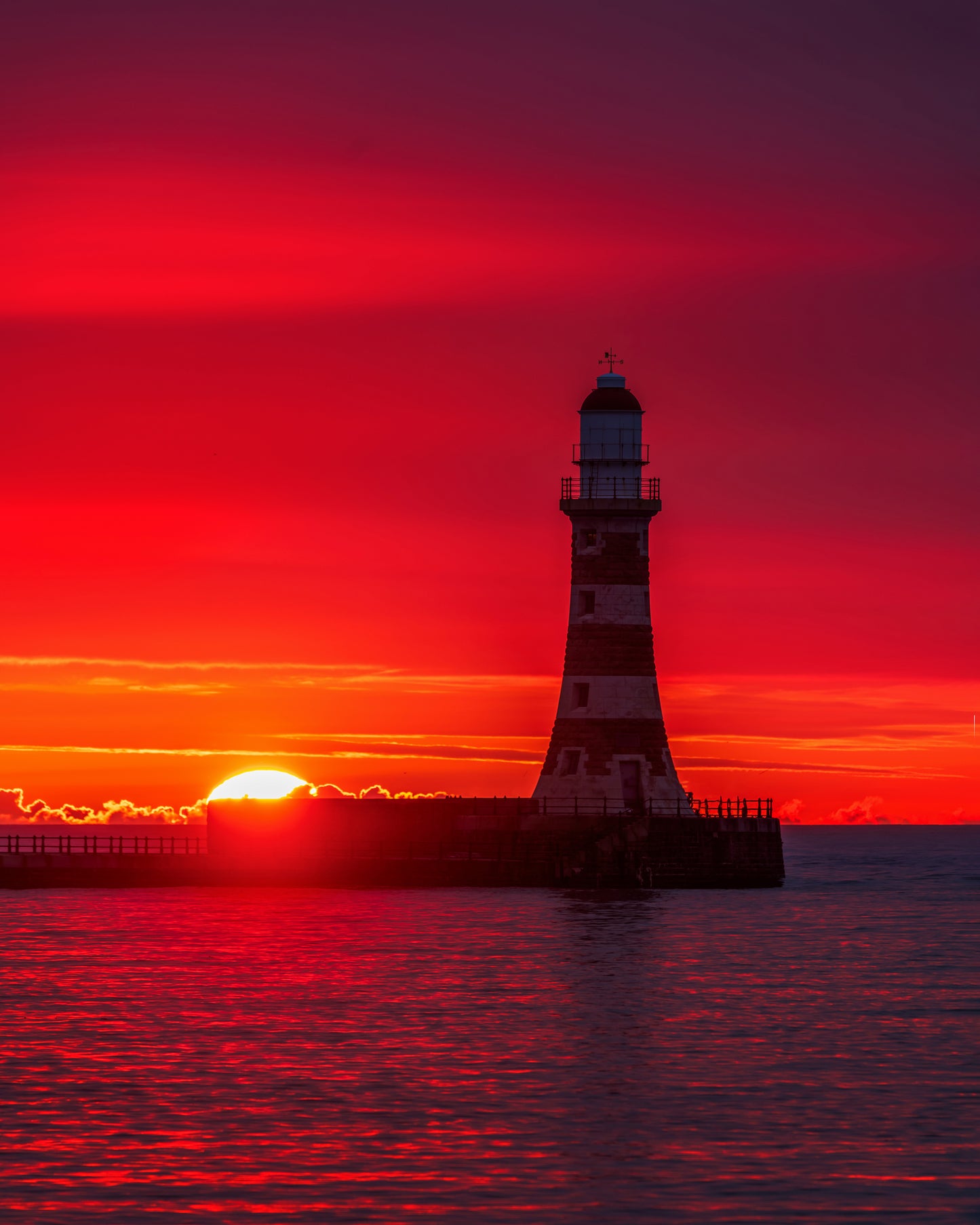 Red sunset sky at Roker.