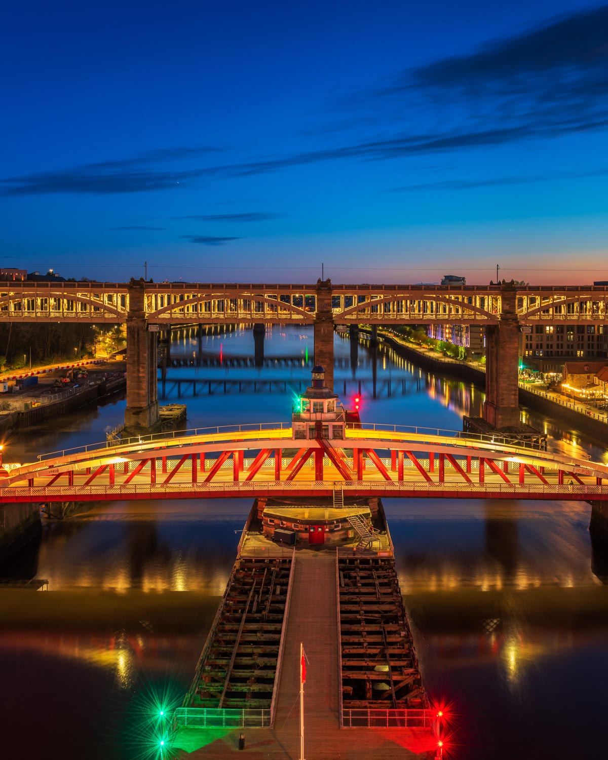 Newcastle Bridges in the Blue Hour.