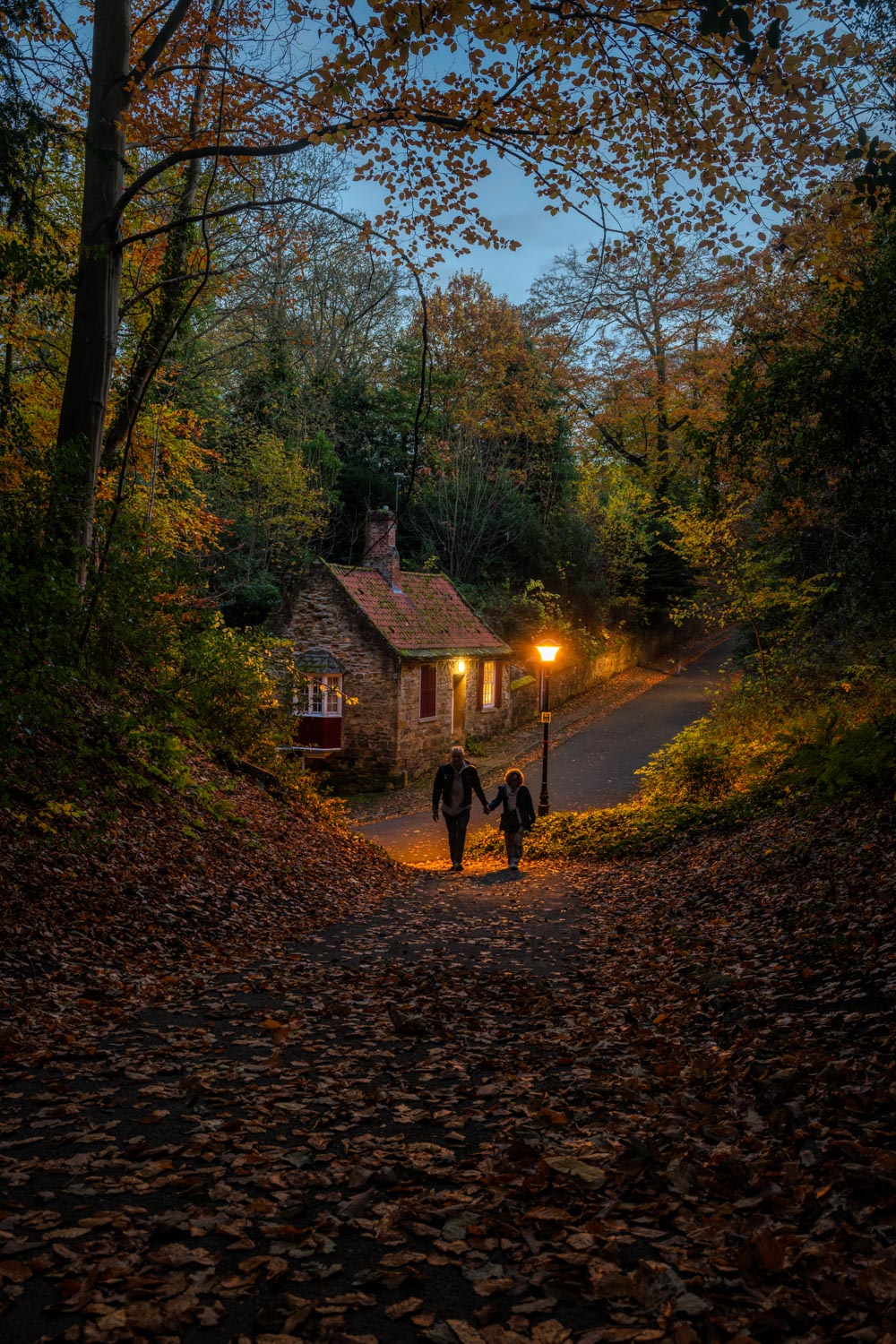 Romantic Autumn walk by the Durham cottage.