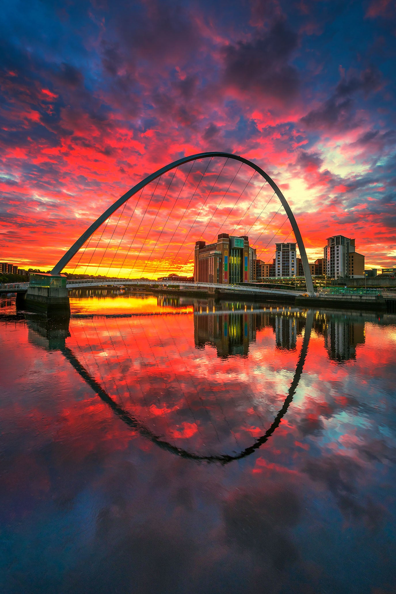 Dramatic sunrise skies on Newcastle Quayside.