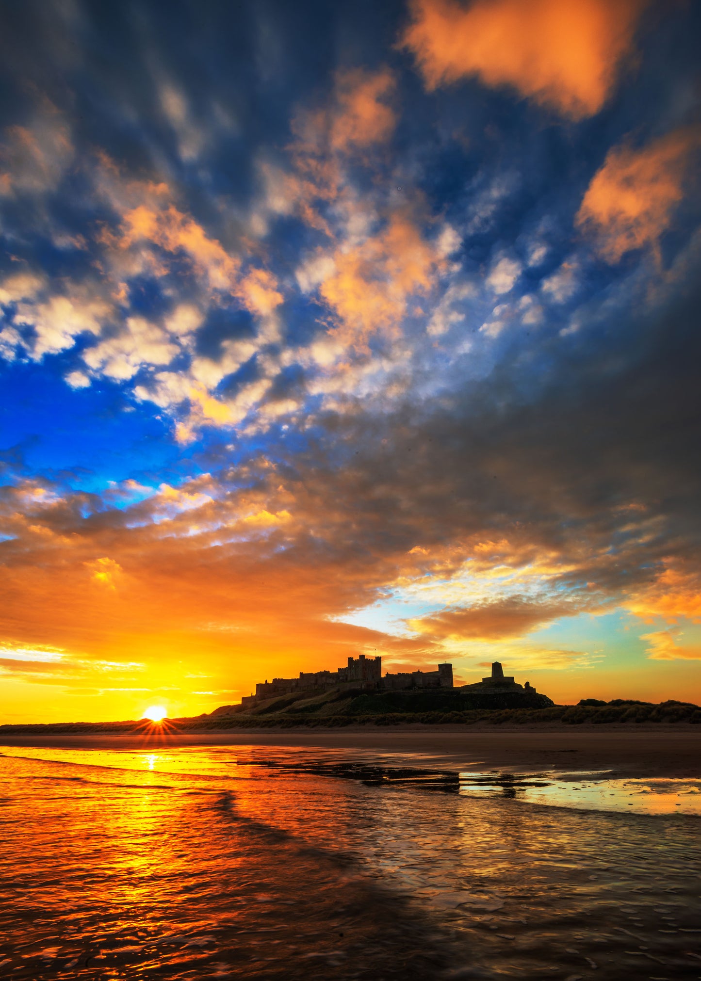 sunrise at Bamburgh Castle.