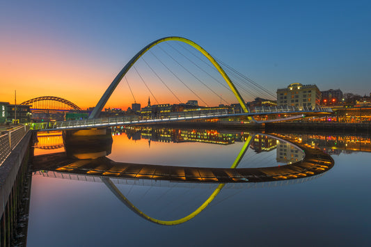 Millennium Bridge reflections in the blue hour.