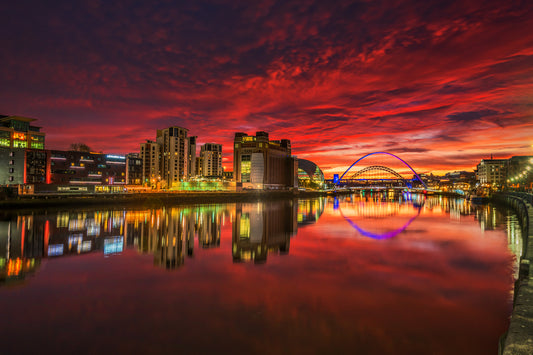 Dramatic skies over Newcastle Quayside.