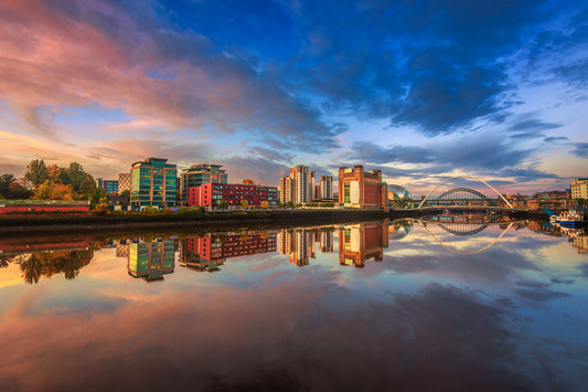 Newcastle Quayside after sunrise