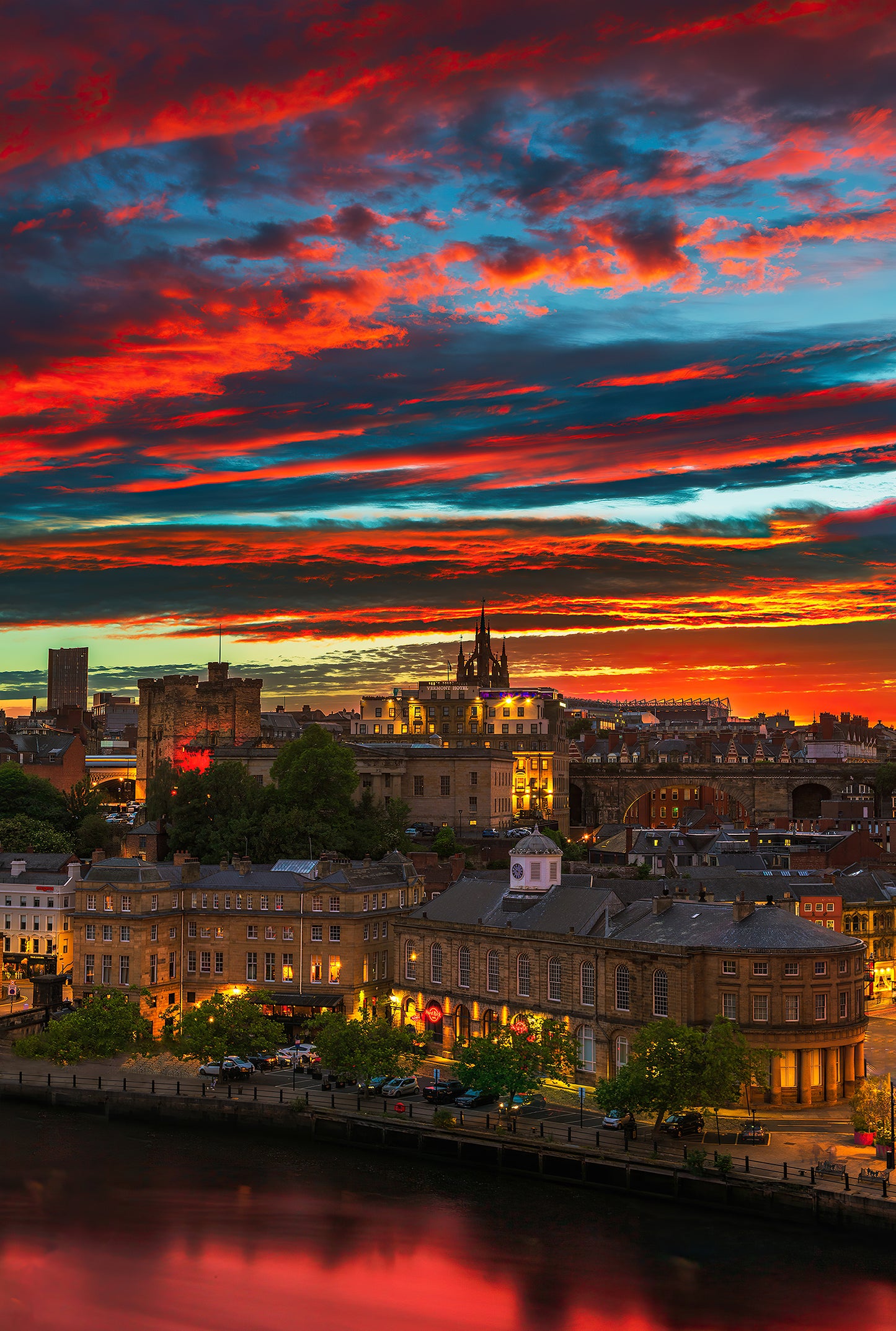 beautiful post sunset skies over Newcastle Upon Tyne